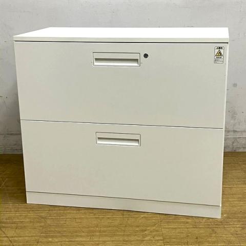 コクヨ エディア 2段ラテラル書庫 鍵付き シリンダー錠 天板付き 窓下収納にぴったりの2段引き出しタイプ【愛知・名古屋・豊田・静岡・浜松】