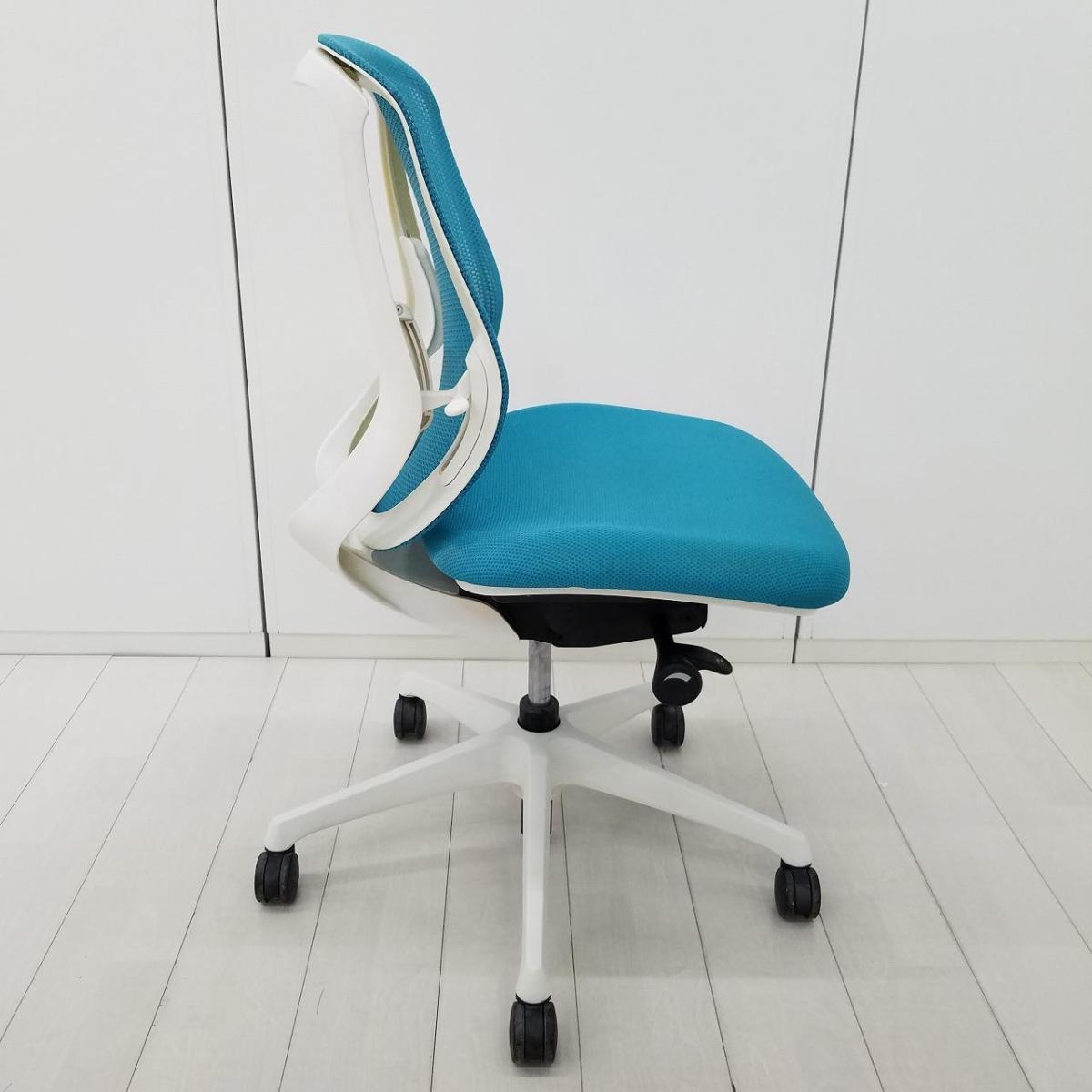 Light Mellow~blue aosis(中古品) 中古】シルフィーメッシュ オカムラ/okamura 肘無ローバックチェア