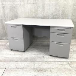 【在庫セール品：1台限定】（T8）■イトーキ（ITOKI）製　CZ　両袖机　横幅1400㎜　■グレー【広々としたワークスペース！　W1400の両袖デスク！】