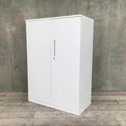 【収納物を見渡しやすい定番の両開き書庫！A4ファイルも楽々収納！】■ウチダ(UCHIDA)製　ハイパーストレージ(HS)シリーズ　両開き　ローキャビネット　H1270㎜　■天板付き　■ホワイト　■シリンダー錠　【弊社使用欄：A01087021】