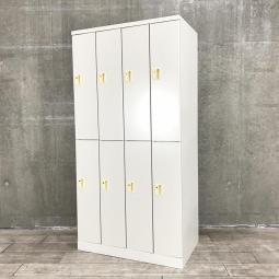 【上下で省スペースに設置！個人の荷物や上着の収納に！】 ■プラス製　8人用ロッカー　更衣用ロッカー　4列×2段　シリンダー錠
