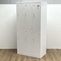 【訳あり品：凹み】コクヨ製　LK　ホワイト　シリンダー錠　６人分を幅900㎜のスペースで！　衣服や荷物も収納力抜群です！　更衣室用　6人用更衣ロッカー！！