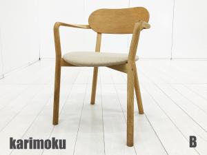 B)KARIMOKU NEW STANDARD/カリモク ニュースタンダード　キャストールアームチェア プラスパッド　ピュアオーク　北欧