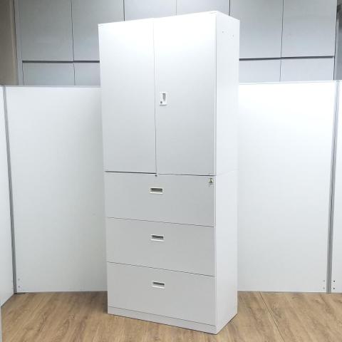 【中古】ビジネスウォールNタイプ  コクヨ（KOKUYO） ハイキャビネット／両開き＋3段ラテラル