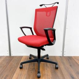 【大量入荷】【倉庫在庫品】【鮮やかなレッド！オプション多数の高機能チェア！】オカムラ（okamura）エスクードメッシュチェア　■色：レッド　ブラックフレーム　※コートハンガー無し