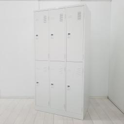 【上下2段で省スペースに収納！多人数使用で空間を有効活用できる人気の6人用ロッカー！】■ナイキ（NAIKI）製　 6人用更衣ロッカー 　3列2段 　W900×D515×H1790mm　■ダイヤル式　■ホワイト【2608】【A01087149】