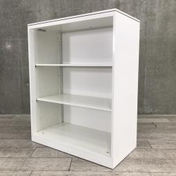 【オフィスの書類をスッキリ整理！視認性に優れたオープンキャビネット】■オカムラ(okamura)製　レクトラインシリーズ　オープン書庫　ローキャビネット　W900×D450×H1120㎜　■天板付き　■ホワイト