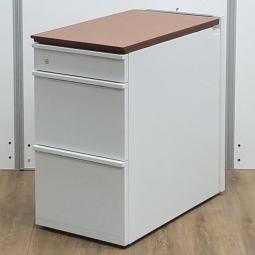 (T8)【商品入替のため、残り1台限り】ウチダ製　アルプレス　ブラウン　ホワイトフレーム　W400xD730xH720サイズ　シリンダー錠　収納と作業スペースを同時に確保！　フリアドデスクや平机のお供に！　3段脇机！！