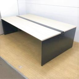 【関西倉庫入荷】■オカムラ　フリーウェイ　幅3600mm×奥行1400mm　■天板プライズウッドライト×脚ブラック【6名様推奨サイズ！　おしゃれなナチュラル天板×ブラック脚のフリーアドレスデスク！】