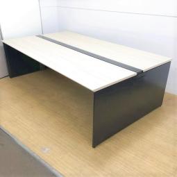 【関西倉庫入荷】■オカムラ　フリーウェイ　幅7200mm×奥行1400mm　■天板プライズウッドライト×脚ブラック【12名様推奨サイズ！　おしゃれなナチュラル天板×ブラック脚のフリーアドレスデスク！】