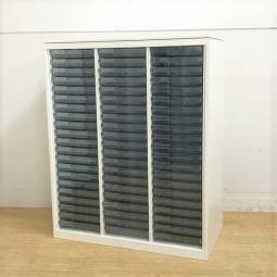 オカムラ　レクトライン　クリスタルトレイ書庫　浅型　3列×21段　大容量収納　ホワイト天板付き【愛知・名古屋・豊田・静岡・浜松】