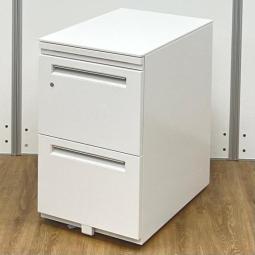 ウチダ製　ST　ホワイト　3段　ワゴン　フリアド用　W395×D585xH650サイズ　シリンダー錠　デスク下に置いて収納アップ！　使い勝手抜群のキャスター付き　フリーアドレスデスク用3段ワゴン！！