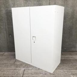 【在庫入替セール】（T8）【オフィスの書類をスッキリ整理！オカムラの人気シリーズ書庫！取っ手がどの方向からでも開くマルチハンドル】■オカムラ(okamura)製　レクトラインシリーズ　両開き書庫　ローキャビネット　■シリンダー錠　■ホワイト