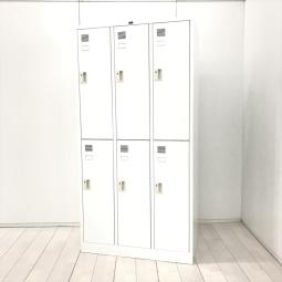 【上下2段で省スペースに収納！多人数使用で空間を有効活用できる人気6人用ロッカー！】■内田洋行（UCHIDA）製　NS型システムロッカー　 6人用更衣ロッカー　■W900×D515×H1790　■シリンダー錠　■ホワイト【T6】【T7】（T8）