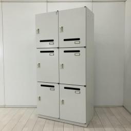 【倉庫在庫品】 鍵の持ち運び要らずで便利に使えるダイヤル錠タイプ！　■イトーキ(ITOKI)製　シンライン(THIN LINE)シリーズ　6人用パーソナルロッカー　■投函口あり　■ダイヤル錠　■ホワイト※※
