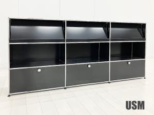 USMハラー 　3列3段キャビネット　グラファイトブラック　アングルシェルフ ドロップダウン　鍵なし　D350　AGOPDD
