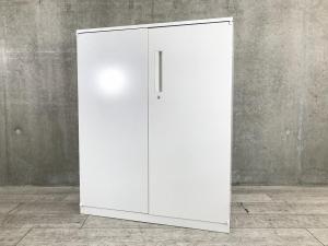 【収納物を見渡しやすい定番の両開き書庫！A4ファイルも楽々収納！】■ウチダ(UCHIDA)製　ハイパーストレージ(HS)シリーズ　両開き　ローキャビネット　H1120㎜　■天板付き　■ホワイト　■シリンダー錠