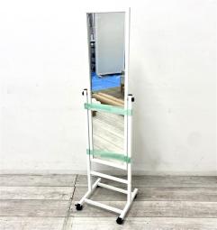 【定価約3万円】　【どのオフィスや事務室に馴染む鏡が入荷】　■ホワイト　■鏡　■W380　H1520