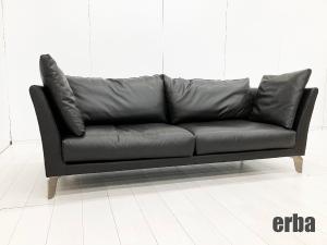 erba / エルバイタリア  オーロラ 3人掛け本革ソファ ブラック 奥山 清行 IDC大塚家具