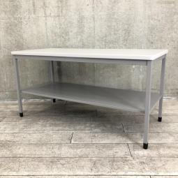【在庫セール品・1台限定】（T8）■イトーキ（ITOKI）製　CDS型OAテーブル　角テーブル　W1400×D600×H700㎜　■ライトグレー　■中棚付き　■4本脚