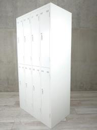 【定価約7万円】【上下で省スペースに設置！個人の荷物や上着の収納に！】■生興（SEIKO）製　SLKシリーズ　8人用ロッカー　更衣用ロッカー　4列×2段　■W900×D515㎜　■シリンダー錠　■ホワイト