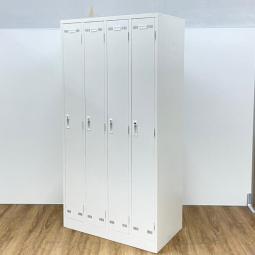 【個人の衣服や荷物をしっかり管理！使い勝手の良い4人用ロッカー！移転・増員にもおすすめ】■生興(SEIKO)製　SLKシリーズ　4人用ロッカー　更衣用ロッカー　W900×D515㎜　■シリンダー錠　■ホワイト