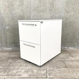 【A4ファイルが2段分収納可能！人気の2段ホワイトワゴン！】■イトーキ(ITOKI)製　CZRワゴン　デスクインワゴン　2段ワゴン　W395×D590×H610mm　■キャスター付き　■シリンダー錠　■ホワイト