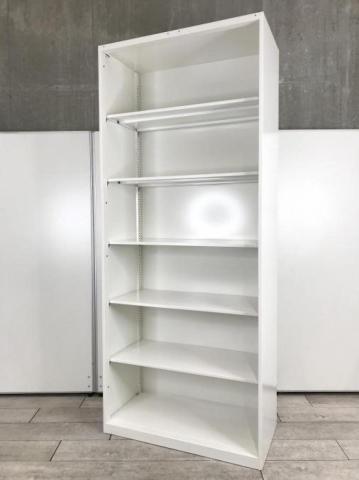 【1台限定!】【出し入れしやすい!大容量オープンキャビネット!よく使う資料やカタログ収納にオススメ!】■オカムラ(okamura)製 レクトラインシリーズ オープン書庫 ハイキャビネット W900×D450×H2150mm ■ホワイト ※扉外し商品のため外し跡がございます。