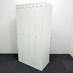 【コートなど長い商品も収納可能な縦長ロッカー！増員時にも！】■生興（SEIKO）製　SLKシリーズ　4人用更衣ロッカー　■シリンダー錠　■ホワイト