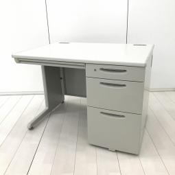 【オカムラの超定番シリーズ！袖一体型で書類をたっぷり収納可能！】■オカムラ(okamura)製 　SD-Vシリーズ　片袖机　■W1000mm×D700×H700mm　■シリンダー錠　■グレー　※配線タップなし
