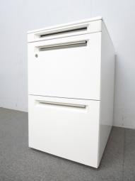 【西】訳アリ品・傷多数により特別価格でご案内！　オカムラ(okamura)製　プロユニットシリーズ　3段ワゴン　フリアド用ワゴン　ホワイト　シリンダー錠