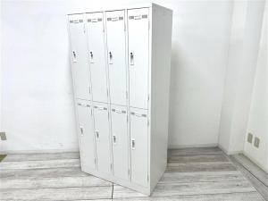 【希少在庫がロット入荷！】上下2段で省スペースに収納！多人数使用で空間を有効活用できる人気8人用ロッカー！
■生興/SLK/ホワイト　W900×D515×H1790　シリンダー錠