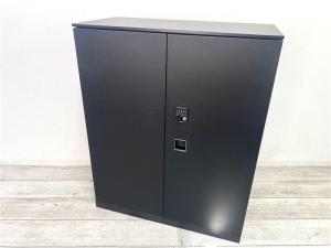 【定価約10万円】【収納物を見渡しやすい定番の両開き書庫！A4ファイルも楽々収納！】■オカムラ/レクトライン　■両開き書庫　■ブラック　■W900　D450　H1120
