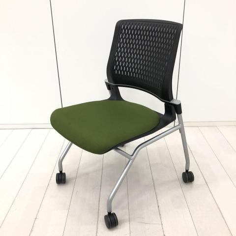 【高いデザイン性と長時間利用でも快適な座り心地のミーティングチェア!】■コクヨ(KOKUYO)製 オルディナ(Ordina)チェア 肘無しミーティングチェア ネスティングチェア ■背面樹脂メッシュ:ブラック ■座面:グリーン/599004 オフィスバスターズ 水戸サテライト 大子町 北茨城市 高萩市 日立市 常陸太田市 常陸大宮市 那珂市 東海村 ひたちなか市 城里町 水戸市 笠間市 茨城町 大洗町 小美玉市