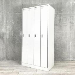 【個人の衣服や荷物をしっかり管理！使い勝手の良い4人用ロッカー！移転・増員にもおすすめ】■オカムラ(okamura)製　FZシリーズ　4人用更衣ロッカー　W900×D515×H1790㎜　■ライトスモーク　■シリンダー錠