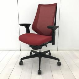 【実物コートハンガー付き】【姿勢変化や体格さに合わせて調整できる！】■KOKUYO（コクヨ）製　Duora（デュオラメッシュ）レッド×ブラックフレーム　■可動肘　ハイバック　背面メッシュ　座面クッション　樹脂脚