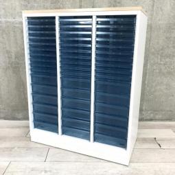 【希少品入荷！】書類整理におすすめのクリスタルトレー書庫　■3列16段（浅型×10段・深型×6段） ■コクヨ(KOKUYO)製　エディアシリーズ　■天板：ナチュラル　本体：ホワイト　オフィスバスターズ　梅田本店