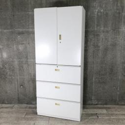 【8セット大量入荷】【大容量でスッキリ整理！両開き＋3段ラテラルの人気書庫セット！】■イトーキ（ITOKI）製　シンライン（THUN LINE）　両開き＋3段ラテラル　書庫セット　ハイキャビネット　■シリンダー錠　■ホワイト