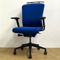 ウチダ　エルフィ　ハイバックチェア　可動肘付きモデル　ブルー×ブラックフレーム　背クッション　コートハンガー付き【愛知・名古屋・豊田・静岡・浜松】