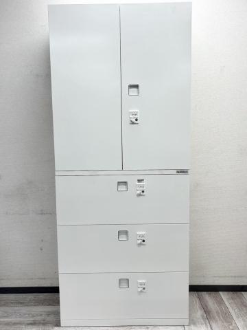 【中古】レクトライン 4B3E3F-ZA75　　4BG3FY-ZA75 オカムラ（okamura） ハイキャビネット／両開き＋3段ラテラル