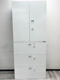 【縦空間を有効活用！省スペースに大量収納できます！】 ■オカムラ 　レクトラインシリーズ　両開き＋3段ラテラル　上下書庫セット　H2150mm　ホワイト　■ダイヤル錠タイプで鍵の持ち歩き要らず！【Okamura　Rectline】★