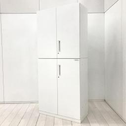 【在庫入替セール】コクヨ　エディア　両開き＋両開きの上下書庫セット　ホワイト　鍵付き　シリンダー錠　奥行400mmと珍しいスリムサイズ【愛知・名古屋・豊田・静岡・浜松】