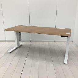 在宅勤務にも/ABW/オススメ　オカムラ（okamura）製　スイフト（Swift）シリーズ　電動昇降デスク　昇降テーブル　平机　■1550 × D675 × H650～1250㎜　■配線口付　■天板：MK38（ネオウッドミディアム）・脚：ホワイト