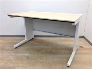 【在庫入替セール品】ホワイト×木目のクリエイティブカラーデスク！！引き出しなしでフリアド用ワゴンの収納も可能！！【中古】【オフィスデスク】【事務机】【A01024435】