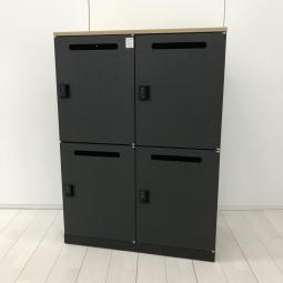 【フリーアドレスやコワーキングオフィスの相棒！】■イトーキ（ITOKI）製　4人用パーソナルロッカー　メールロッカー　モバイルロッカー　■W900×D450×H1230mm　■ダイヤル錠　■天板：木目/ブラック　豊中　尼崎　宝塚　西宮　伊丹　吹田【T6】【T7】（T8）（T9）