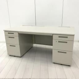 【W1600の広めなサイズ　引出し7つの大容量タイプ！　役員用・上長用におススメ！】■コクヨ（KOKUYO）　MX+シリーズ　■両袖机　W1600×D700×H700㎜　　■鍵付き　シリンダー錠　■ニューグレー【関東倉庫在庫品】【弊社使用欄：A01056674】【CUL10】