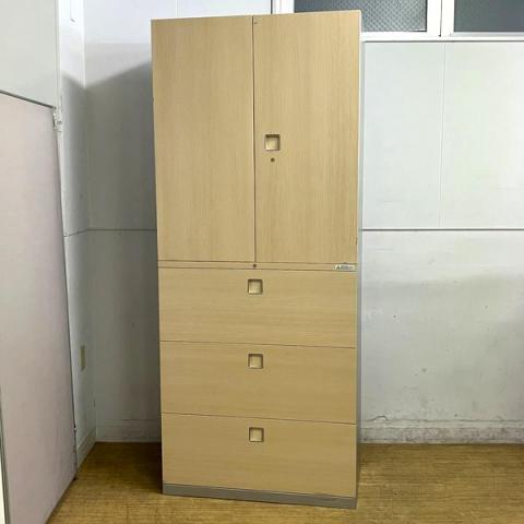 【中古】レクトライン 4B313F ZB41/4BG3WC ZB41 オカムラ（okamura） ハイキャビネット／両開き＋3段ラテラル