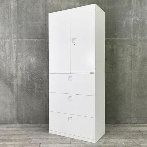 【中古】レクトライン  オカムラ（okamura） ハイキャビネット／両開き＋3段ラテラル
