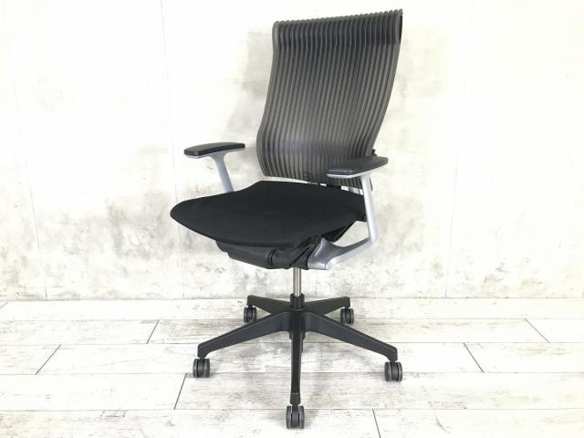 【中古】スピーナチェア（エラストマー） KE-755GP-T1T1SG イトーキ（ITOKI） 肘付ハイバックチェア