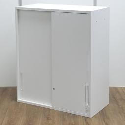【在庫入れ替えセール品】【注意※上置き用】コクヨ製　エディア　ホワイト　W900xD450xH1050サイズ　2枚戸　シリンダー錠　スライド引き戸だから開閉スペースに困らない！　ローキャビネット　上置き用引き違い書庫！！